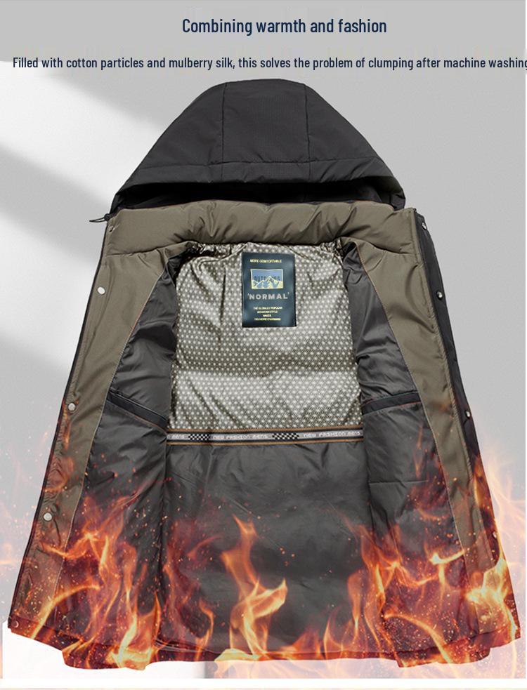 Men's Mid-Length Down Cotton Winter Coat for Dad and Grandpa