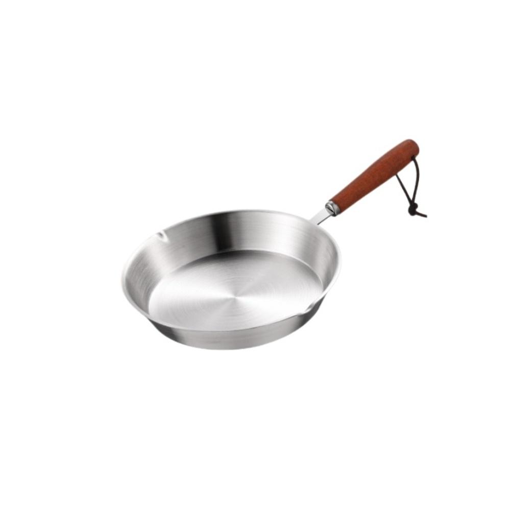Patelnia ze stali nierdzewnej 304 z żaroodporną drewnianą rączką, bez powłoki, dla zdrowego doświadczenia gotowania