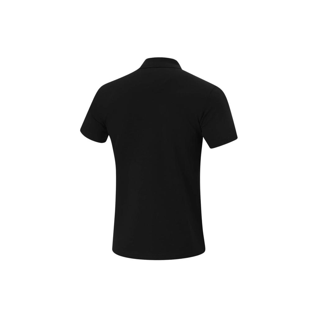 Li Ning Fitness Series Solid Color Casual Durable Short Sleeve Polo Shirt Men Tops Black APLU117-1