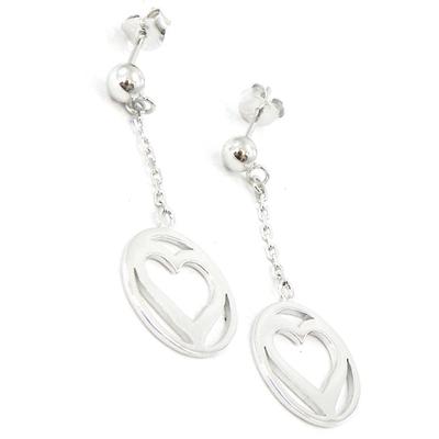 [I4224] - Ασημένια Σκουλαρίκια 'Love' ασημί (επιροδιωμένα) - 33x14 mm