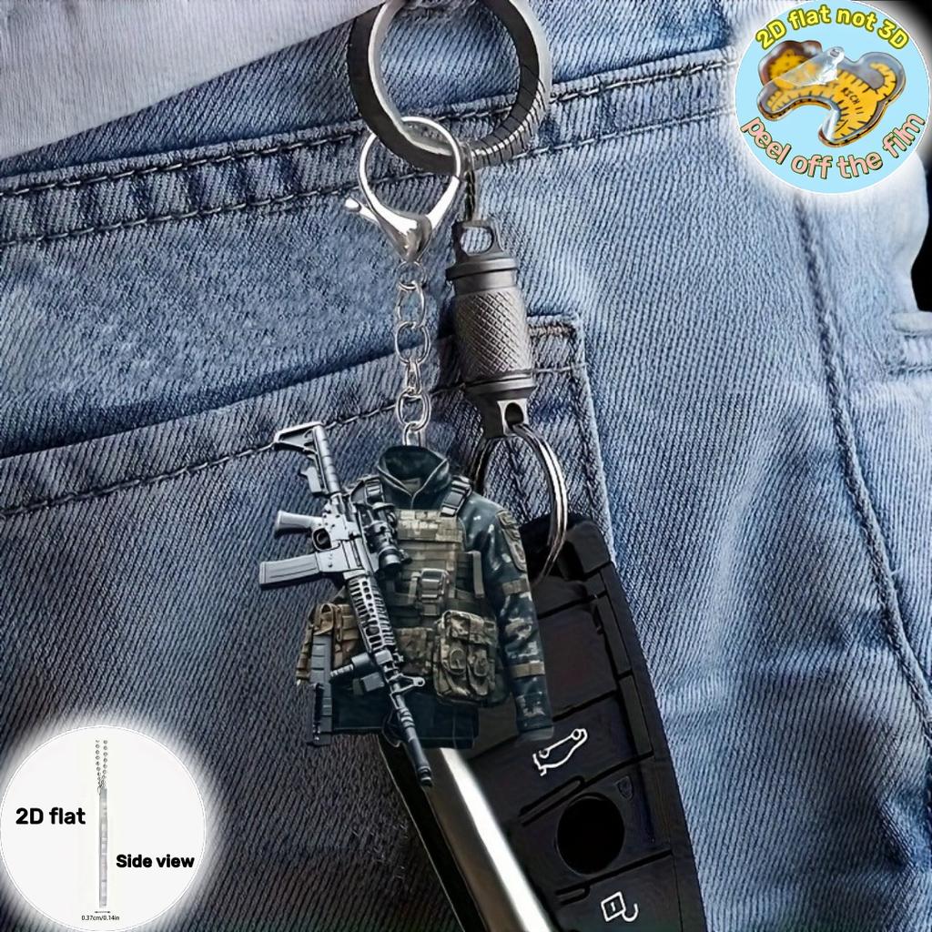 Special Forces Equipment Pendant Keychain,Military-Style 2D Flat Acrylic Ornament,Hanging Decoration for Car,Bags,Festive,Gift