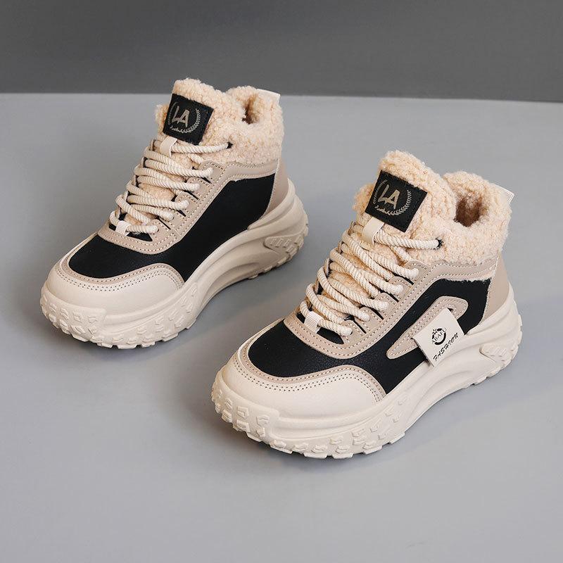 ZY0018 new winter platform cotton shoes women's shoes warm color matching height simple velvet student cotton shoes