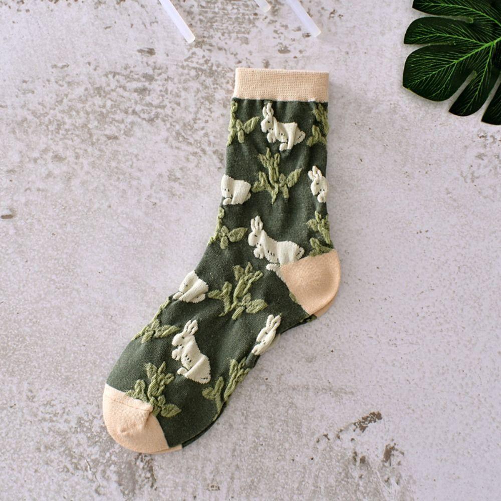 Print Cotton Middle Tube Hosiery Korean Style Socks Girls Jacquard Socks College Style Hosiery