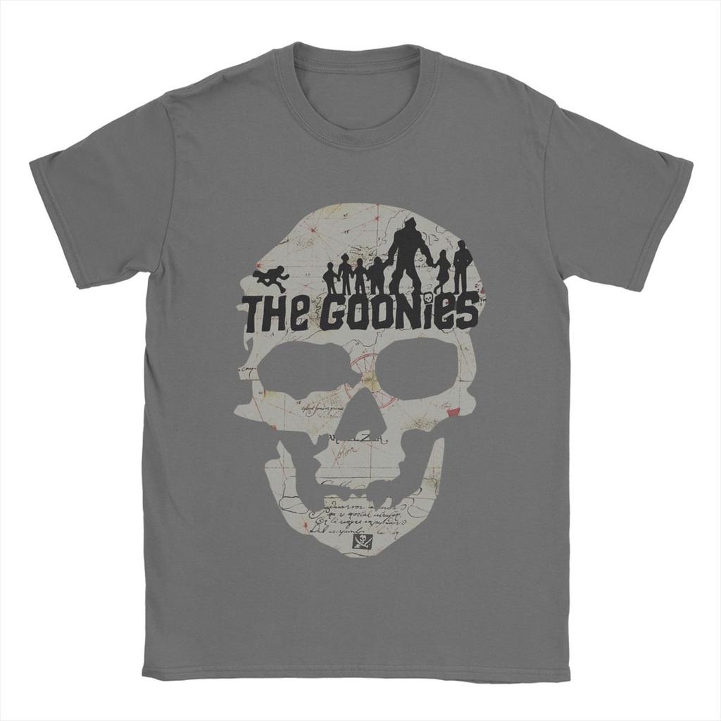 Men The Goonies Skeleton Map Poster T Shirts Pure Cotton Clothes Funny Short Sleeve O Neck Tee Shirt Plus Size T-Shirts