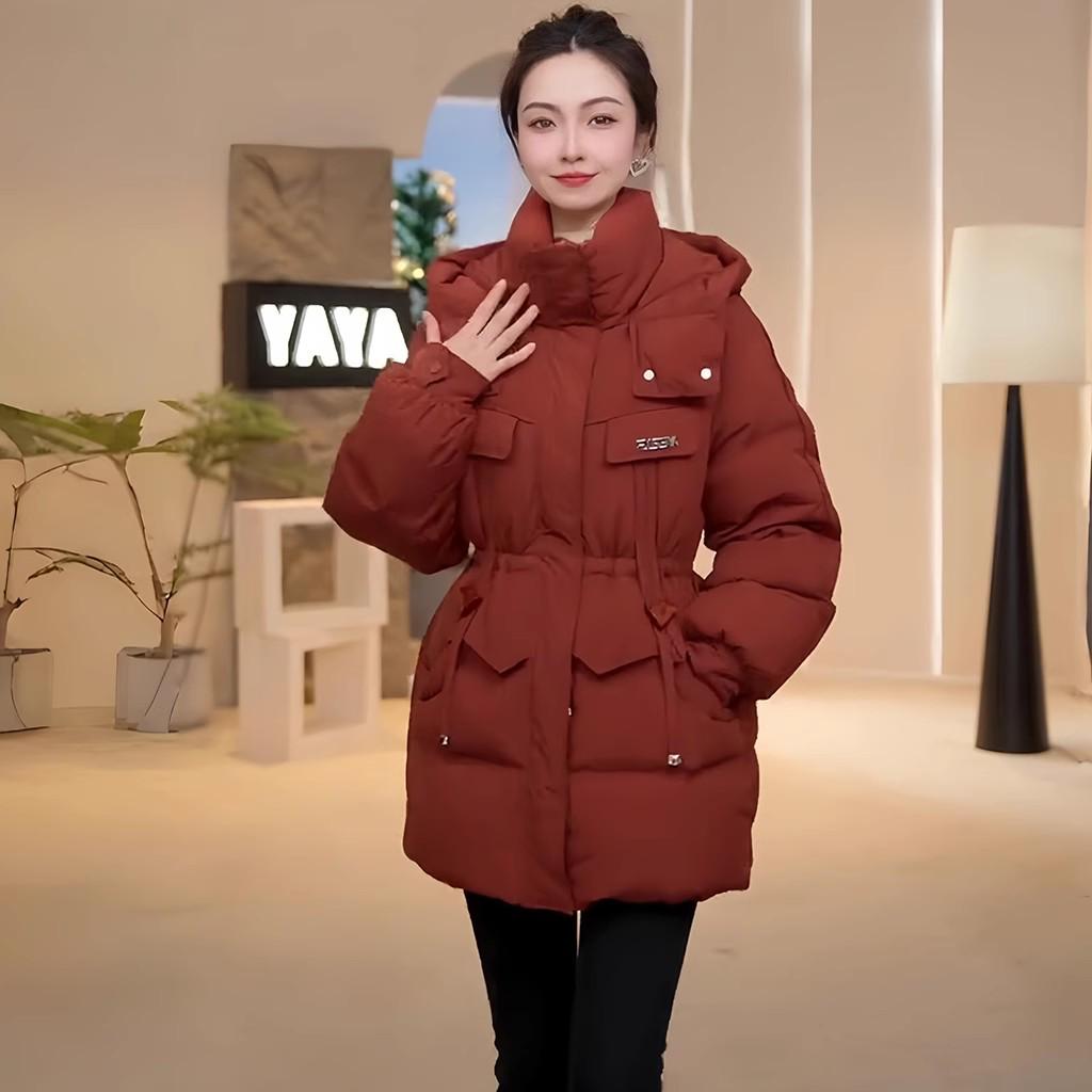 

Женский пуховик миди класса люкс для миниатюрных фигур с капюшоном - Зимняя мода, Приталенный, Теплое пальто из белого утиного пуха XL [130-160] красный