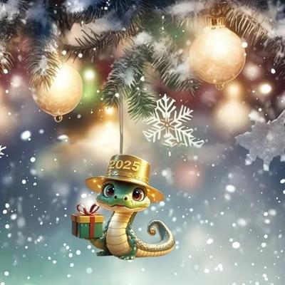 Acrylic Pendant Christmas Tree Hanging Decoration with Lanyard Easy To Hang Snake Shape Pendant New Year Ornament AVE