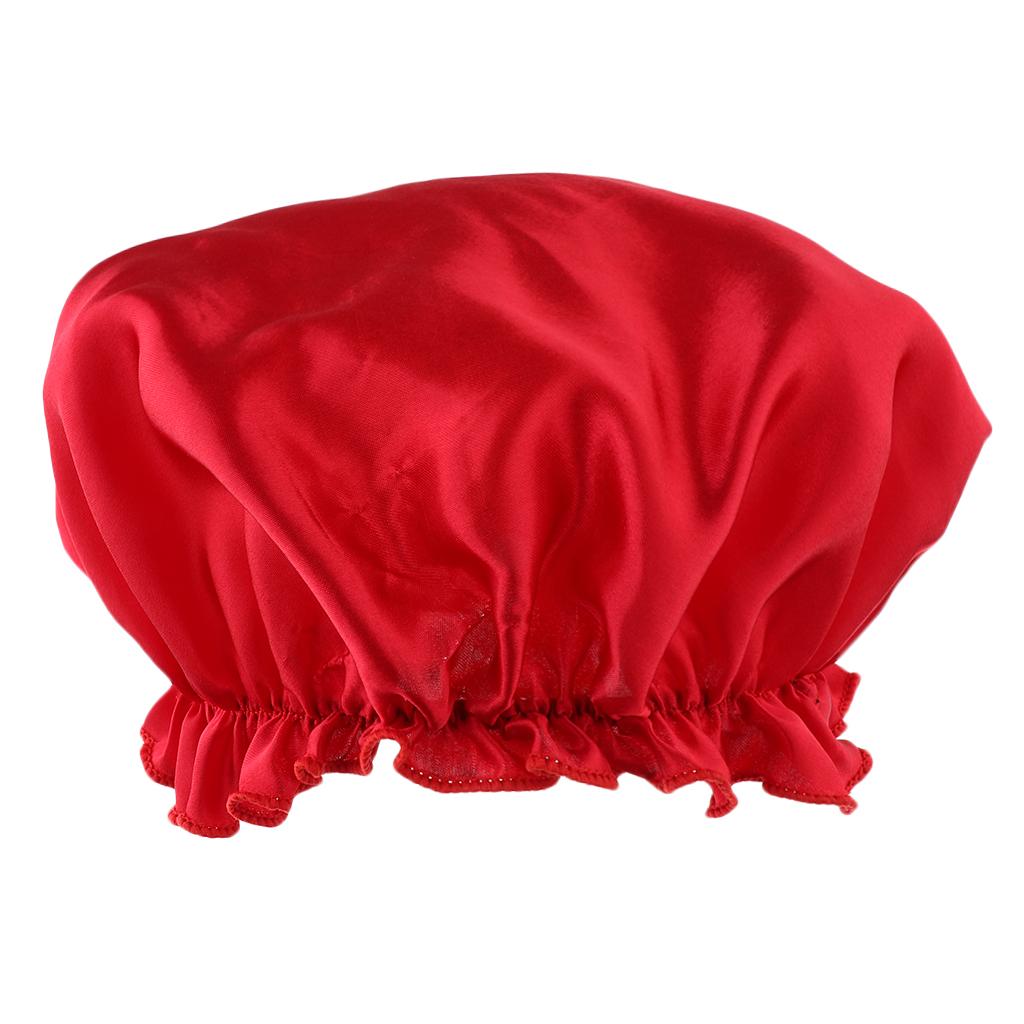 Women's Satin Silky Bonnet Premium Elastic Band Hair Loss Sleep Waterproof Shower Headwrap Chemo Hat Soild Color Nightcap