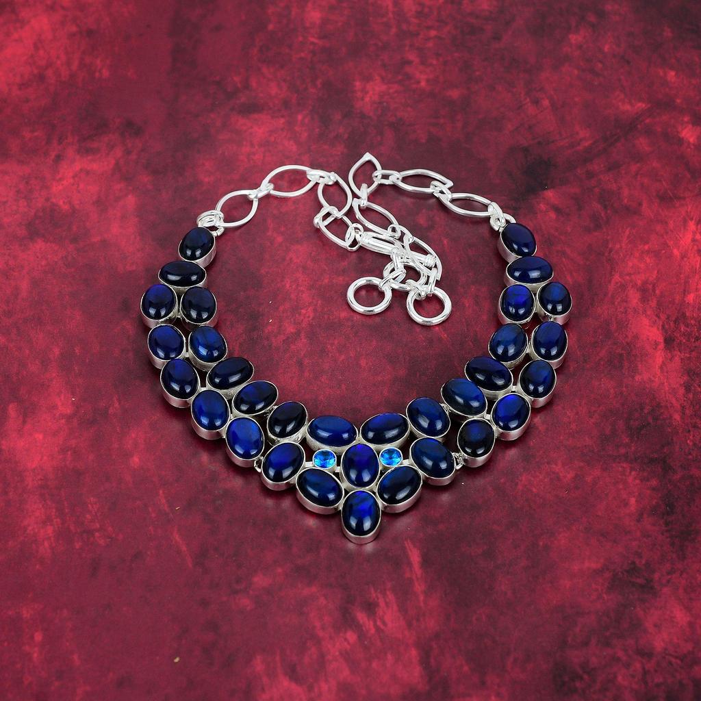 Blue Flash Labradorite Necklace 925 Sterling Silver Jewelry, Handmade Adjustable Chain Necklace Gemstone Jewelry, Gifts For Wife Brand New Necklace