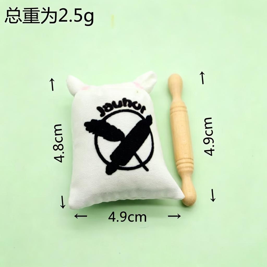Miniature Flour Bag and Rolling Pin Dollhouse Kitchen Pretend Play Mini Food Furniture Decor Toy