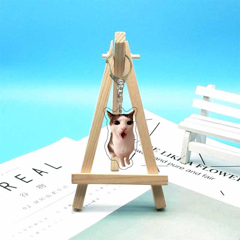 Abstract Cat Meme Emoji Acrylic Keychain
