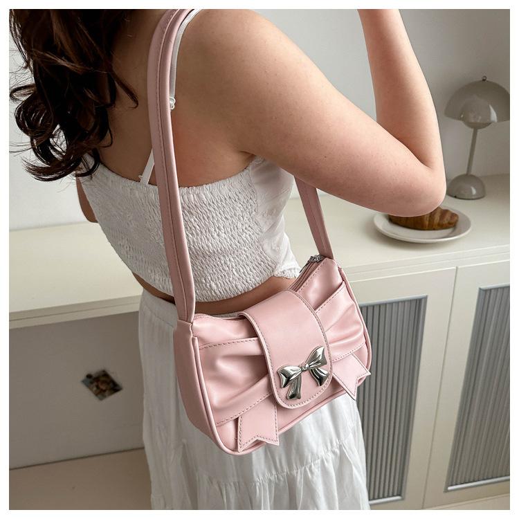 Trendy Bow Shoulder Bag for Women, Casual Underarm Bag,Daily Commuting Bags, PU Leather, Lady Banquet Bag, Business Women's Bags