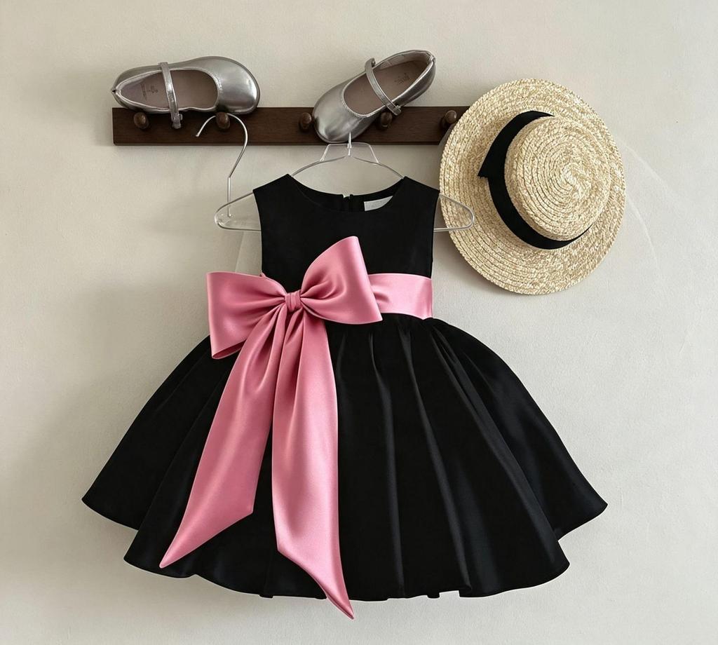 2026 Spring/Autumn Girls' Bowknot Princess Dress - Sweet Formal Birthday Party Outfit