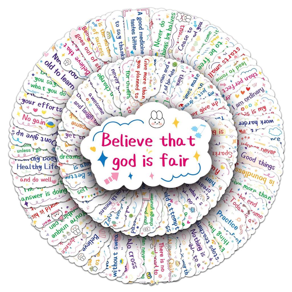 Inspirational English Slogan Stickers - 100 Sheets for Laptop, Suitcase, Car, and Fridge Decor.