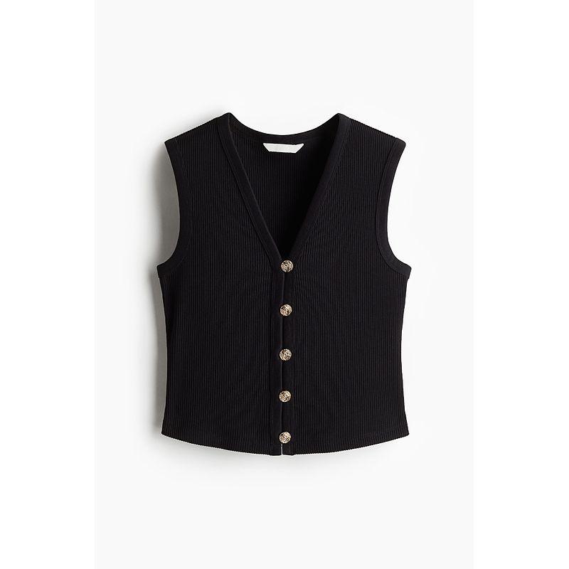 

Женский жилет HM Осень 2025 Новый приталенный V-образный вырез Повседневный Застежка спереди Шерстяной жилет 1283654