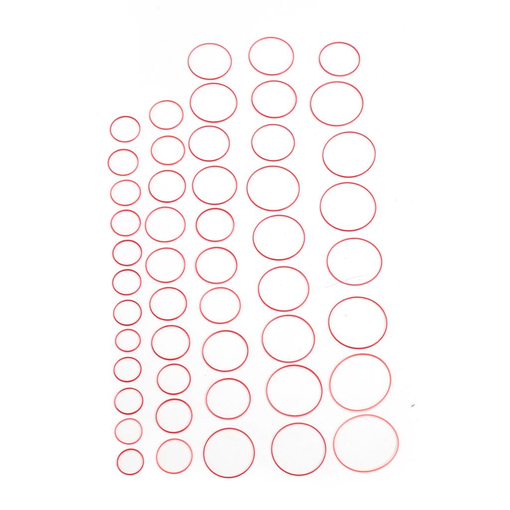 49 Stück 0,9 mm Höhe Uhren Gummidichtung 16 bis 40 mm Durchmesser Rot Wasserdicht Flexibilität Uhren Gummi