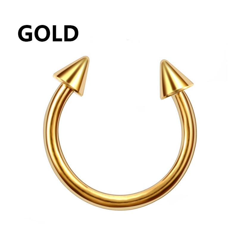 

1pc Fashion stainless steel Horseshoe Fake Nose Ring C Clip BCR Septum Lip Piercing Falso Nose Rings Hoop For Women Men 1.2x6mm золотой