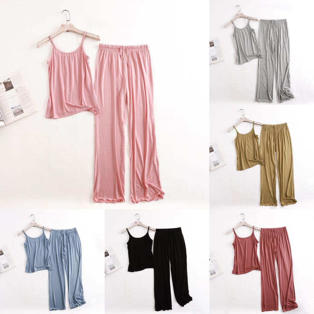 Modal Sleepwear Set For Women With Loose Fit Ruffle Pants Breathable Loungewear For Home Use