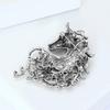 Brooch Alloy Horse Head Design Pin with Sparkling Rhinestones Retro Style