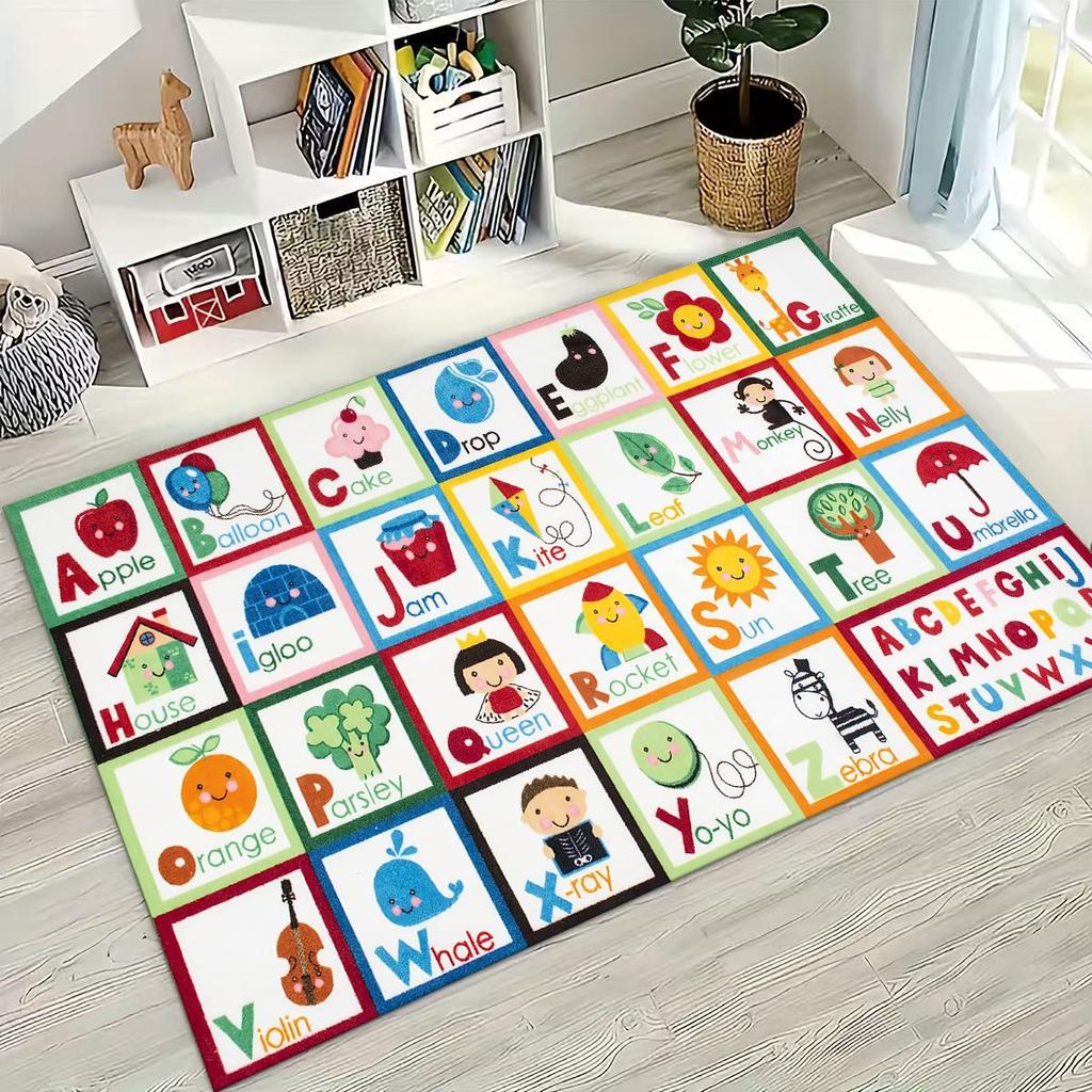 ABC Animal Alphabet Cartoon Early Educatio Children Crawling Playroom Rug for Bedroom Living Room Sofa Doormat Decor,Non-slip