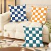 Artistic Elegant Plaid Prints Cushion Cover Silky Short Plush Home Sofa Cushion Cover - Invisible Zipper Home Decoration
