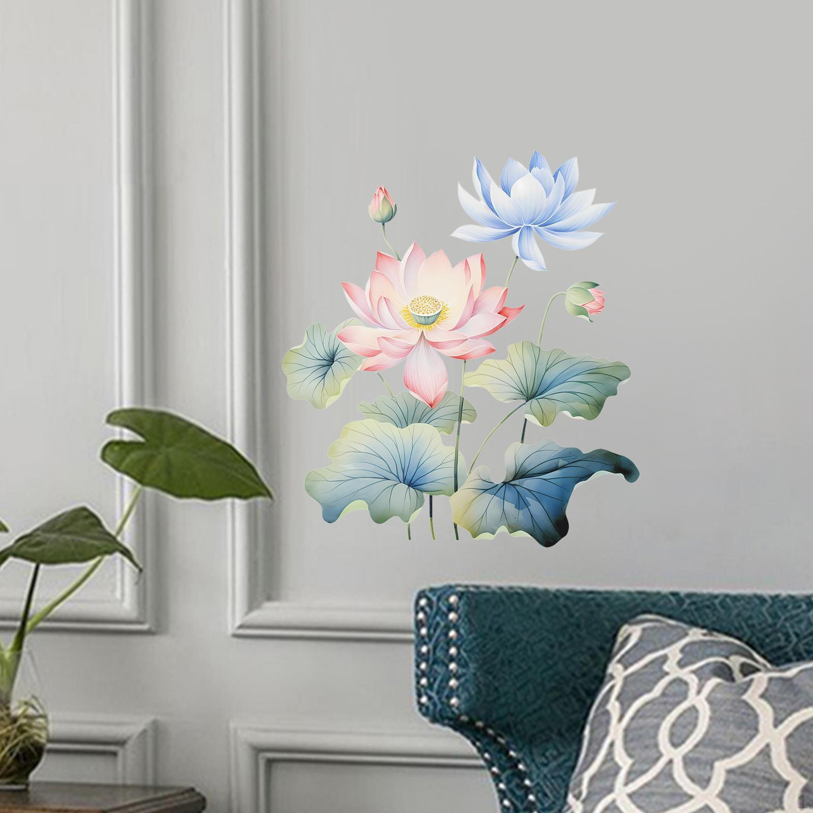 

Наклейка на стену в виде лотоса, аксессуары, цветы, съемная наклейка для двери кухни, спальни Style C