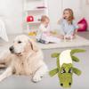 Pet Teething Plush Toy Soft Funny Cute Cartoon Animal Shaped Stuffed Dog Chew Toy for Home Grass Green