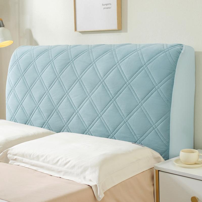 Solid Color Quilted Bed Headboard Cover All-inclusive Thicken Velvet Head Cover for Curvy Anti-dirt Bed Backrest Cover 160cm 5740₽