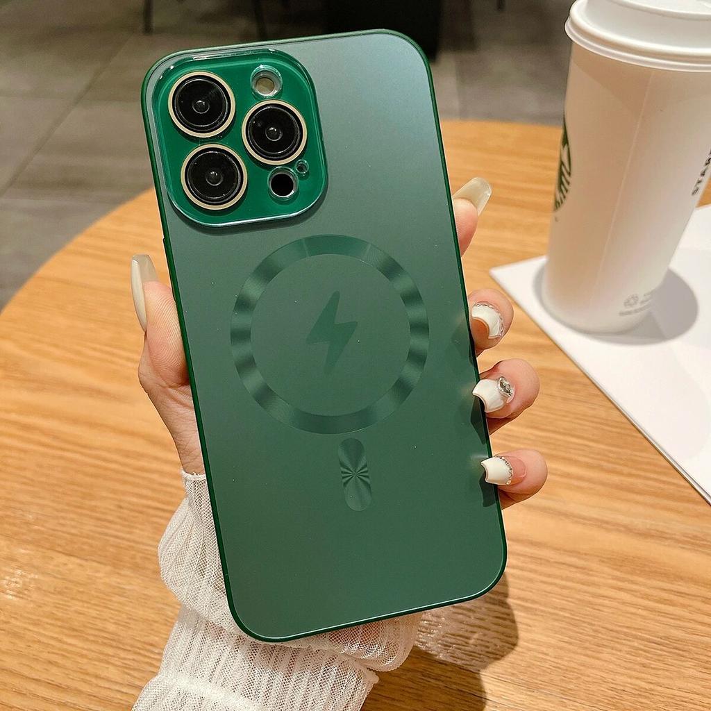 Luxusní jednobarevné matné magnetické zadní kryty pro iPhone 14 13 12 11 Pro Max Plus s ochrannou fólií na objektiv Magsafe pouzdro na telefon