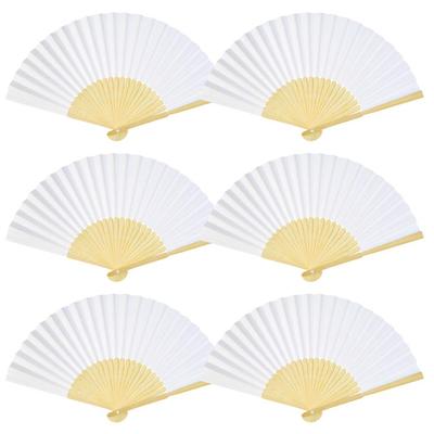 Pack of 10 Cnomg Folding Fans, Painting Fans, Plain, DIY, Foldable, White