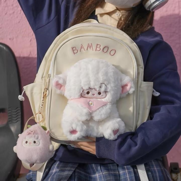Lamb Detachable Raccoon Plush Doll Backpack Student Schoolbag Gifts Cartoon