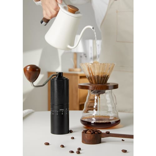 One Bean Mugen N2 Coffee Grinder, Manual Hand Mill, Heptagonal Stainless Steel Mortar, All-Metal, External Coarseness Adjustment, Easy to Clean, Inclu