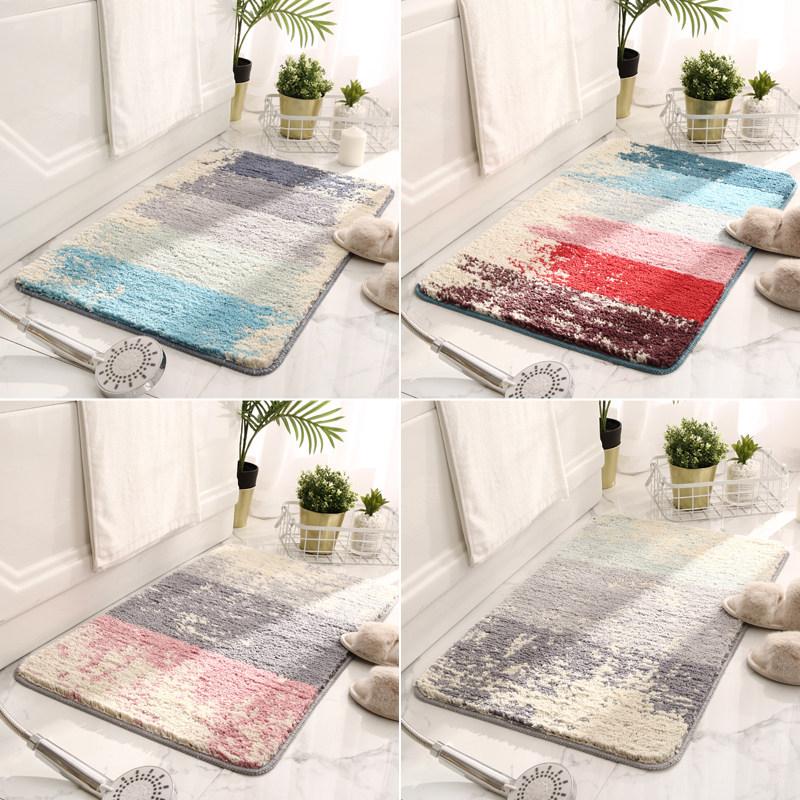 Ins Style Gradient Plush Mat Absorbent Non Slip Doormat Soft Floor Rug For Bathroom Toilet Bedroom Home Decor