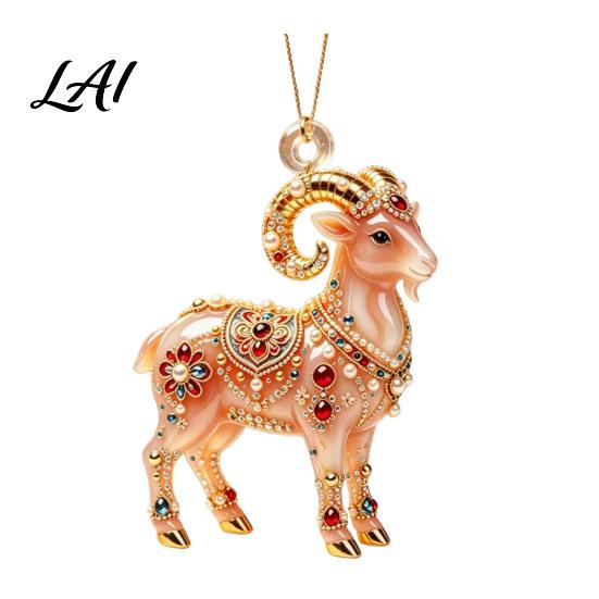 Cute Sheep Acrylic Pendant 2D Hanging Ornament Decorative Pendant Animal Ornament New Year Decoration for Christmas Tree Mantel Car Interior Home