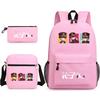 3 Piece School Backpack Set for Students Large Capacity Oxford Cloth Schoolbag with Shoulder Strap and Pencil Case