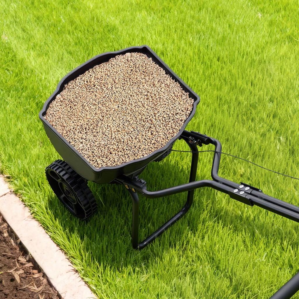 Push Lawn Spreader, 3m Spreading Width, Broadcast Spreader with 59kg Load Capacity & 10 in All-Terrain Tires, Walk-Behind Garden & Lawn Broadcast