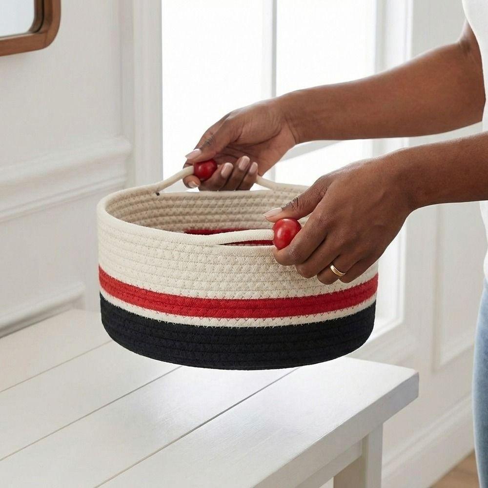 Large Capacity Cotton Rope Storage Box Handmade Desktop Organizer  Living Room