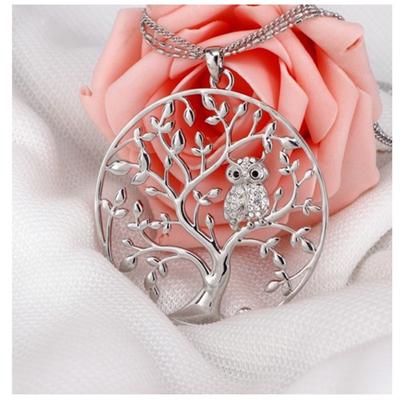 Fashion Crystal Opal Owl Chain Pendant Gold Sweater Charm Necklace Jewelry Gifts