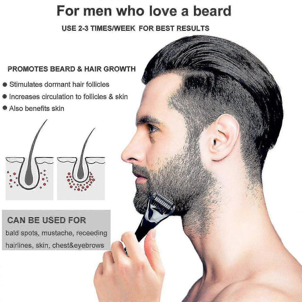 Bartwachstums-Set, Bart-Dermaroller 0,3 mm, Bartöl für Männer Gesichtshaarwachstum Fördert neues und altes Haarwachstum