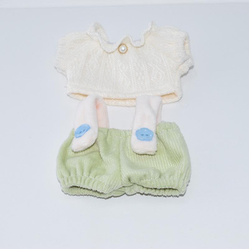 10cm Cotton Doll Clothes - T-shirt & Overalls Set for Plush Toy with Starfish or Normal Body, Universal Replacement.