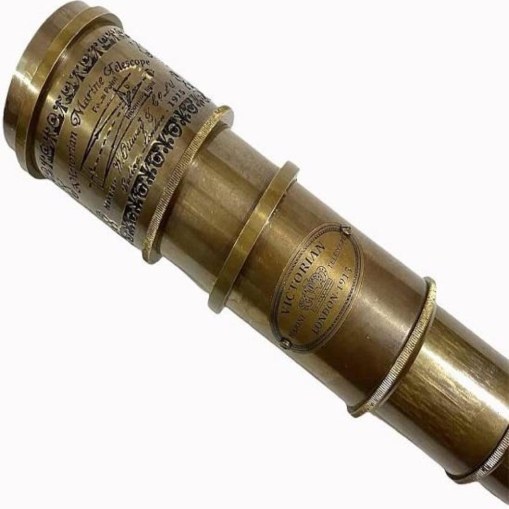 Victorian Nautical Marine Telescope Replica – 45.72 Cm Brass Spyglass with Leather Cover