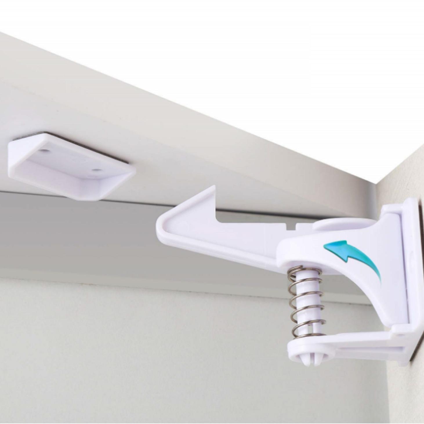 

Детский безопасный невидимый пружинный замок для ящика - Защита от защемления пальцев, замок для дверцы шкафа White Enhanced