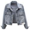 Trendy Koreaanse Patchwork Denim Jas - Korte Losse Stijl voor Dames voor Lente/Herfst