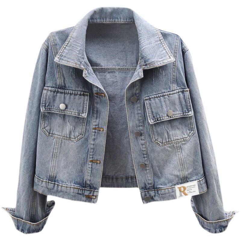 Trendy Koreaanse Patchwork Denim Jas - Korte Losse Stijl voor Dames voor Lente/Herfst