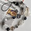 Y2K 3D Flower Black Phone Chain Trendy Pendant For iPhone Samsung Universal Accessories Cute Phone Hanging Rope For Girl Jewelry