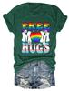 Summer New Shortsleeved Casual Tshirt Free Mom Hugs Print Loose Crew Neck Fashion Top Jumper