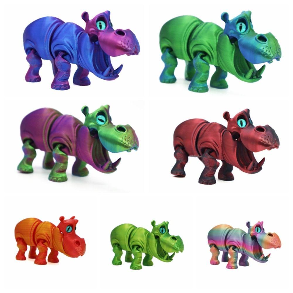 Multi-jointed Hippopotamus Handicraft Ornaments PLA 3D Printed Hippopotamus Model  Children Toys