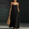 Women's Loose Fit Sleeveless Maxi Dress Casual Spaghetti Strap Long Sundress with Pockets for Summer Beach Holiday
