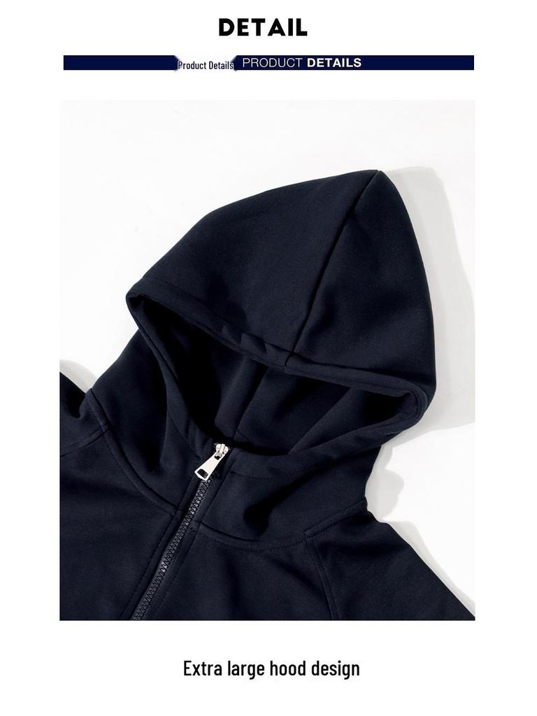 Women's Navy Blue Sporty Zipper Sweatshirt - American Style, Early Autumn 2025