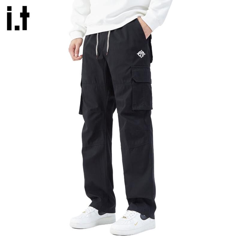 OVERPROTECTIONit Men's Embroidered Loose Straight-Leg Cotton Cargo Pants