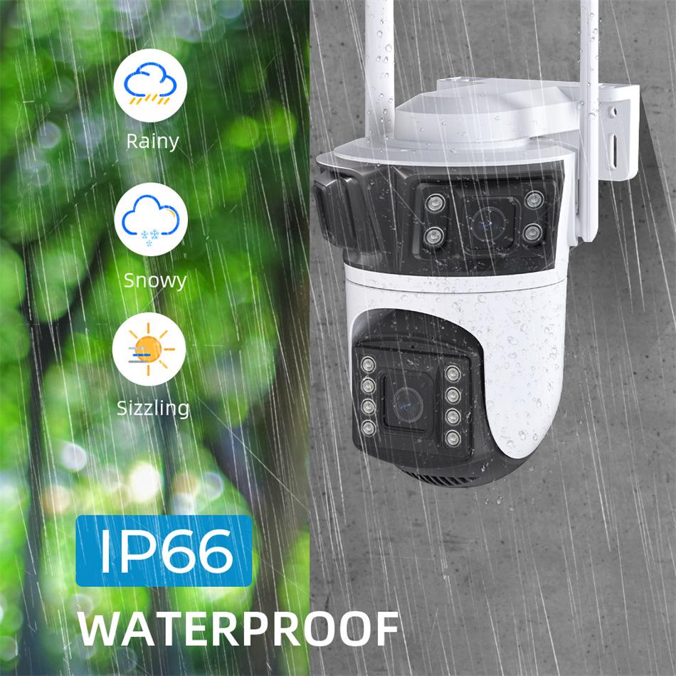 iCSee 360° HD Wireless Tri-Eye Camera: Indoor/Outdoor, Full-Color, Waterproof, and Remote-Controlled.